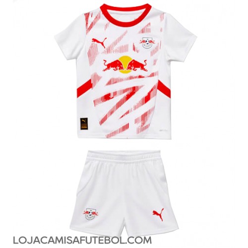 Camisa de Futebol RB Leipzig Equipamento Principal Infantil 2024-25 Manga Curta (+ Calças curtas)